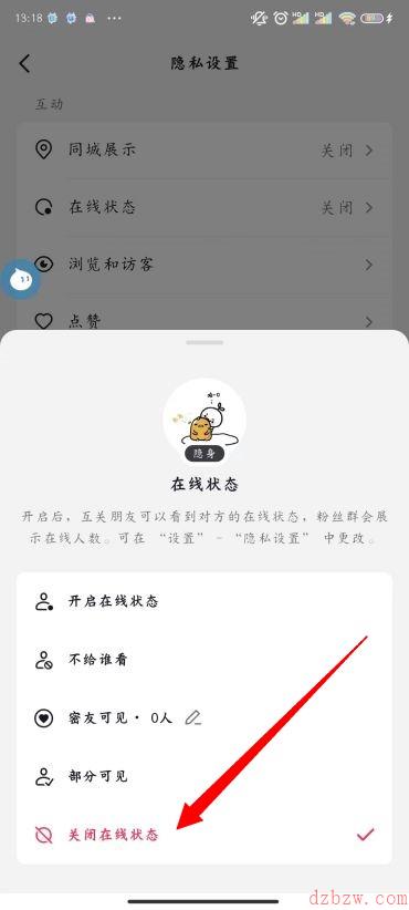 抖音状态怎么设置不在线